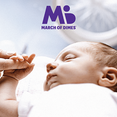 March of Dimes logo with baby in background