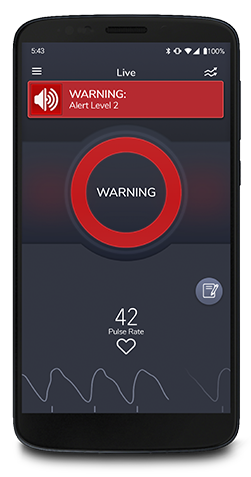 App screen showing a red ring of light (warning)